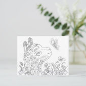 Volwassen Briefkaarten voor het kleuren van alpaca (Staand voorkant)