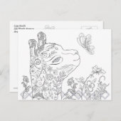 Volwassen Briefkaarten voor het kleuren van alpaca (Voorkant / Achterkant)