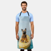 Volwassen bruine Franse bulldog op kayak Schort (Gedragen)