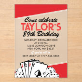 Volwassen Casino Poker Verjaardagsfeest Acryl Uitnodigingen (Voorkant)