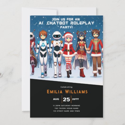 VOLWASSEN Chatbot Roleplay Feest Anime Robot Kerst Kaart (Voorkant)