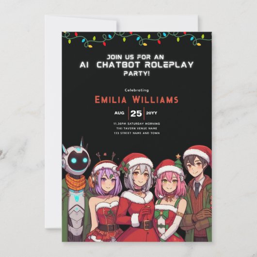 VOLWASSEN Chatbot Roleplay Feest Anime Robot Kerst Kaart (Voorkant)