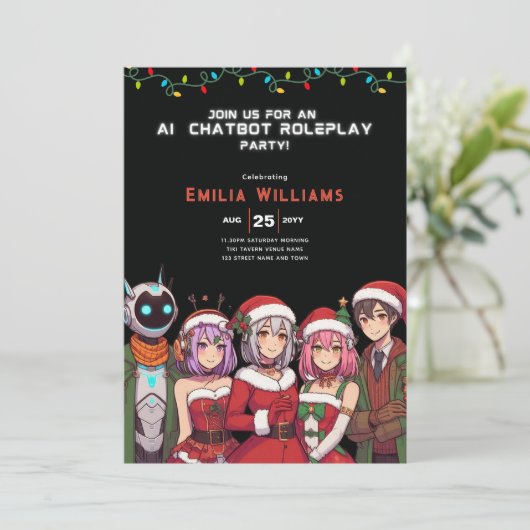 VOLWASSEN Chatbot Roleplay Feest Anime Robot Kerst Kaart (Staand voorkant)