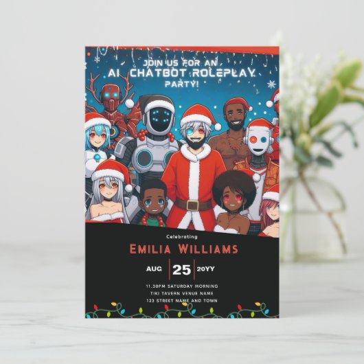 VOLWASsen chatbot roleplay party anime robot kerst Kaart (Staand voorkant)