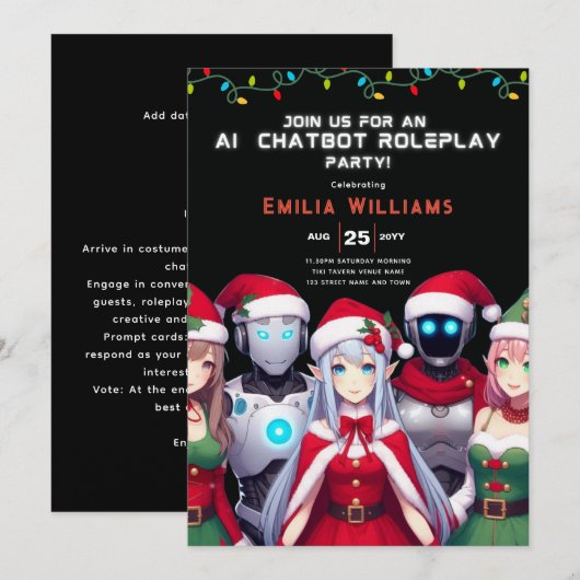 VOLWASsen chatbot roleplay party anime robot kerst Kaart (Voorkant / Achterkant)