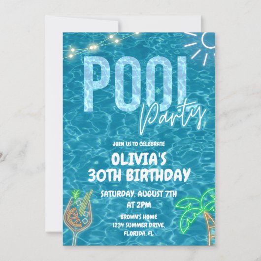 Volwassen cocktail Pool zomerdag Kaart (Voorkant)