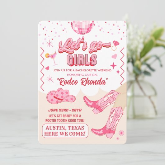 Volwassen Disco Cowgirl Bachelorette Weekend Kaart (Staand voorkant)