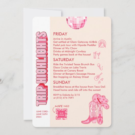 Volwassen Disco Cowgirl Bachelorette Weekend Kaart (Achterkant)