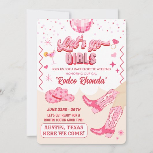 Volwassen Disco Cowgirl Bachelorette Weekend Kaart (Voorkant)