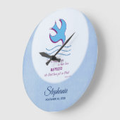 Volwassen dove op blauw personaliseren grote klok (Hoek)