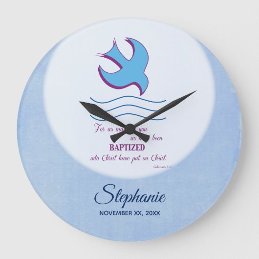 Volwassen dove op blauw personaliseren grote klok (Voorkant)