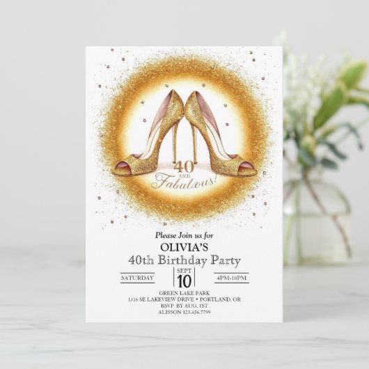 Volwassen Fabulous Digitaal Goud 40e Verjaardag Kaart (Staand voorkant)