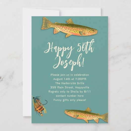 Volwassen forelvisfeest uitnodigingen (Voorkant)