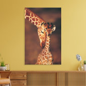 Volwassen Giraffe met kalf (Giraffa camelopardalis Canvas Afdruk (Insitu (Woonkamer))