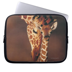 Volwassen Giraffe met kalf (Giraffa camelopardalis Laptop Sleeve