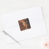 Volwassen Giraffe met kalf (Giraffa camelopardalis Vierkante Sticker (Envelop)