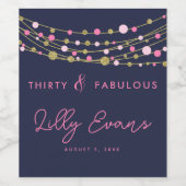 Volwassen glitz glam Grote verjaardag Wijn Etiket (Enkel label)