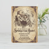 Volwassen Gotisch Skeleton Paar Halloween Party Kaart (Staand voorkant)