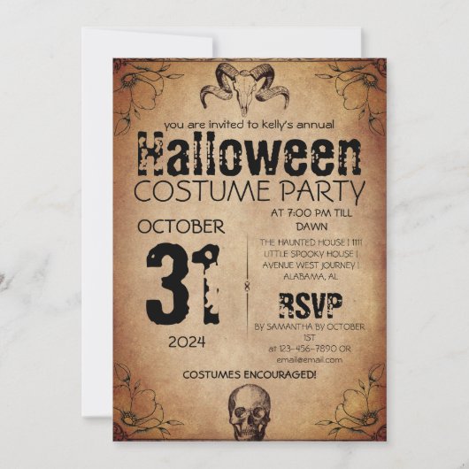 Volwassen  Gotische Halloween Kostuumfeest Kaart (Voorkant)