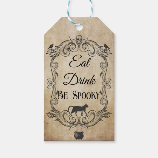 Volwassen  Gotische Schedel Halloween Party Cadeaulabel (Voorkant)