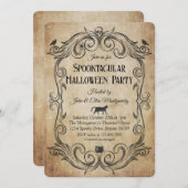 Volwassen  Gotische Schedel Halloween Party Kaart (Voorkant / Achterkant)