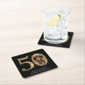 Volwassen Gouden Glitter 50e Verjaardag Foto Kartonnen Onderzetters (Insitu)