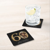 Volwassen Gouden Glitter 60e Verjaardag Foto Kartonnen Onderzetters (Insitu)