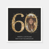 Volwassen Gouden Glitter 60e Verjaardag Foto Servet (Voorkant)