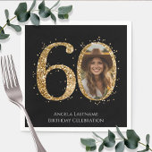 Volwassen Gouden Glitter 60e Verjaardag Foto Servet