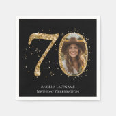 Volwassen Gouden Glitter 70e Verjaardag Foto Servet (Voorkant)