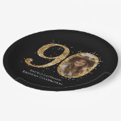 Volwassen Gouden Glitter 90e Verjaardag Foto Papieren Bordje (Gekanteld)