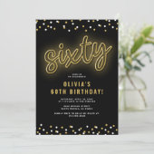 Volwassen Gouden Neon 60e Verjaardagsfeestje Kaart (Staand voorkant)