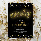 Volwassen Gouden Neon 90ste Verjaardagsfeestje Kaart