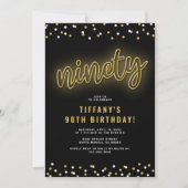 Volwassen Gouden Neon 90ste Verjaardagsfeestje Kaart (Voorkant)