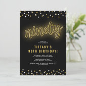 Volwassen Gouden Neon 90ste Verjaardagsfeestje Kaart (Staand voorkant)