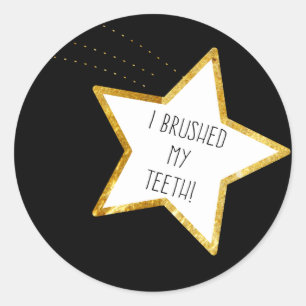 Volwassen gouden ster Sticker—geborstelde tanden Ronde Sticker