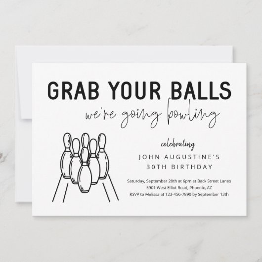 Volwassen Grappige Bowling Party Uitnodiging (Voorkant)