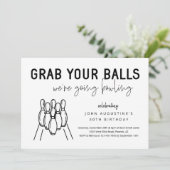 Volwassen Grappige Bowling Party Uitnodiging (Staand voorkant)