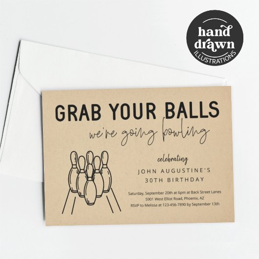 Volwassen Grappige Bowling Party Uitnodiging
