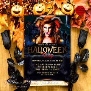 Volwassen Griezelige Duivel Halloween Feestje Kaart
