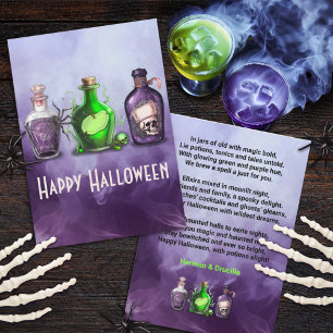 Volwassen Halloween-bieren en Boos-cocktailparty Feestdagenkaart