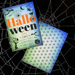 volwassen Halloween blauw en groen feest Kaart