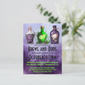 Volwassen Halloween Brews en Boos Cocktail Party Feestdagenkaart (Staand voorkant)