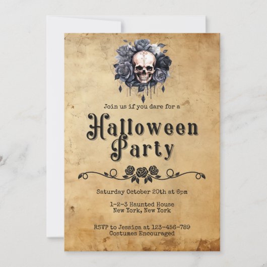 Volwassen Halloween Feest Bloemen Schedel Kaart (Voorkant)