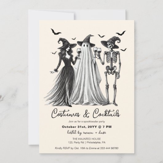 Volwassen Halloween-feestkostuums en -cocktails Aankondiging (Voorkant)