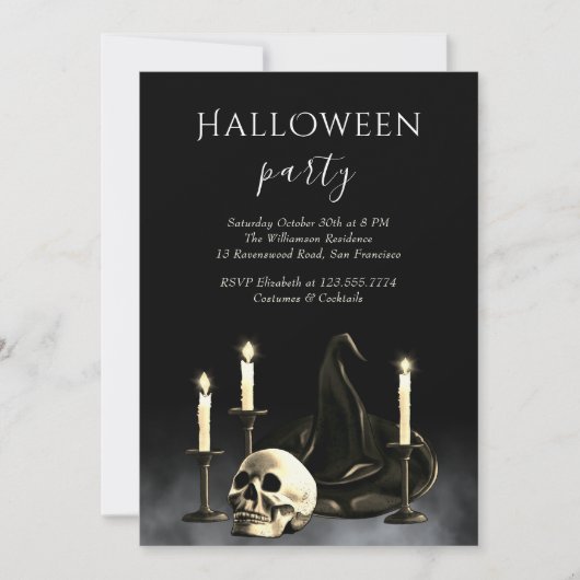 Volwassen Halloween Gothic Skull Party Uitnodiging (Voorkant)