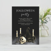 Volwassen Halloween Gothic Skull Party Uitnodiging (Staand voorkant)