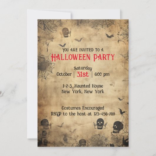 Volwassen  Halloween Kostuumfeest Kaart (Voorkant)