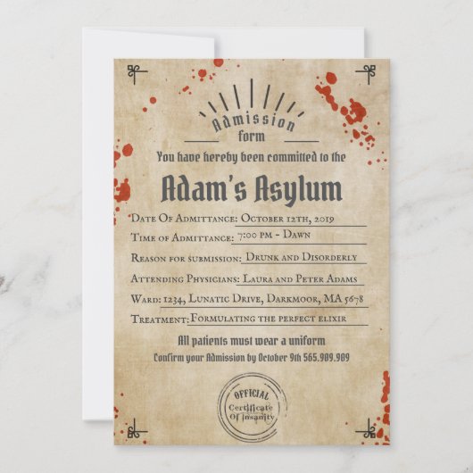Volwassen halloween Lunatic Asylum Spooky Gothic P Kaart (Voorkant)