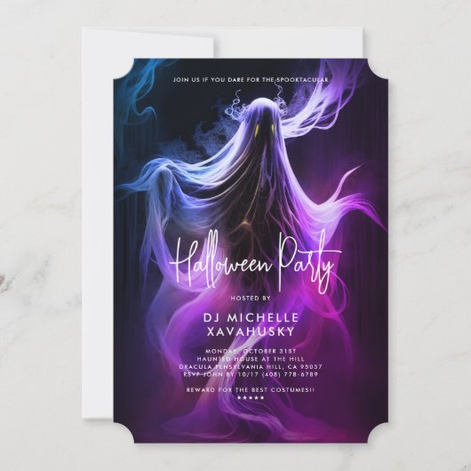 Volwassen Halloween Party Blauw Paarse Roze Ghost Kaart (Voorkant)